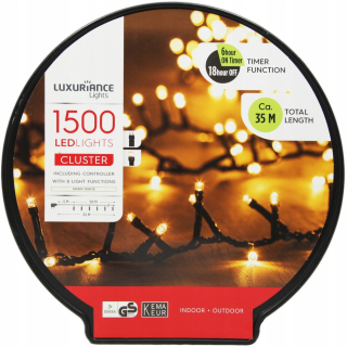 Záhradné girlandy - Svetlá svetiel pre vonkajší vianočný stromček 35 m1500 LED pilot časovač teplý biely