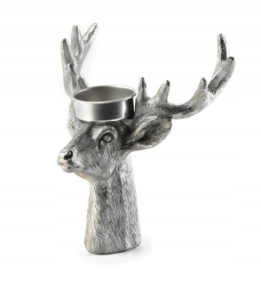 Svietnik na Tealight postava Jeleń Silver 14 cm