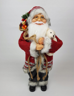 Santa Claus stredne stojaci 50 cm burgundsko