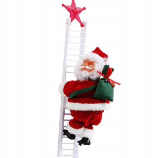 Santa Claus lezú na rebrík