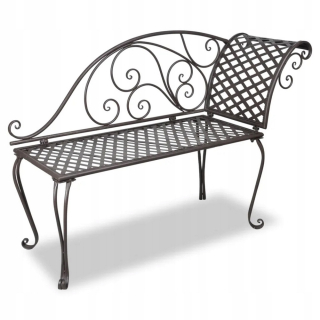 Záhradná lavica, lavička - Garden Chaise, 128 cm, oceľ, staroveku hnedá