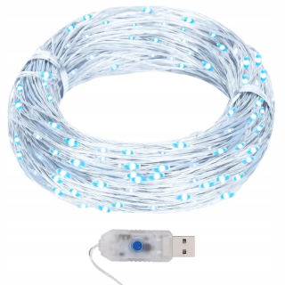 Šnúra žiaroviek, 40 m, 400 mikroD LED, studená biela, 8 f