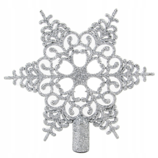 Spitz Tip na vianočný stromček - strieborná snehová vločka 20 cm