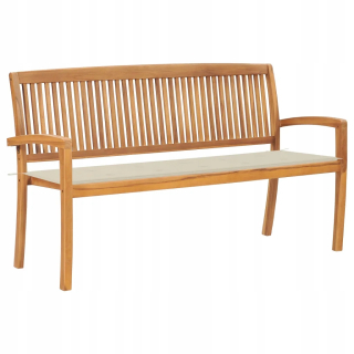 Záhradná lavica, lavička - Naskladaná záhradná lavica s vankúšom, 159 cm,