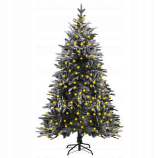 Umelý vianočný stromček sa stál so snehom, LED, 150 cm