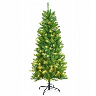 Umelý úzky vianočný stromček s LED svetielkami 150cm