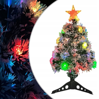 Umelý vianočný stromček s bielym modrým LED, 64 cm, fibry