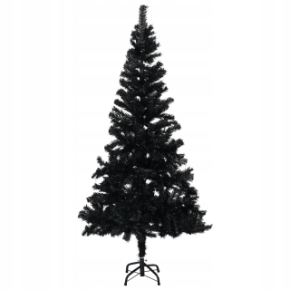 Umelý vianočný stromček s stojanom, čierny, 120 cm, PVC