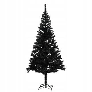 Umelý vianočný stromček s stojanom, čierny, 180 cm, PVC