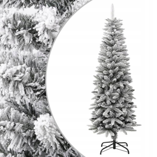 Umelý, štíhly vianočný stromček pokrytý snehom, 150 cm,