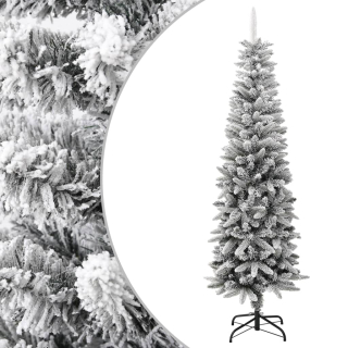 Umelý, štíhly vianočný stromček pokrytý snehom, 180 cm,