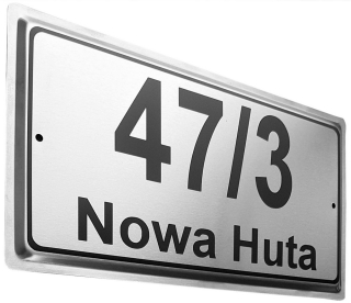 Odkazová tabuľka s adresou. Číslo domu - Nerez