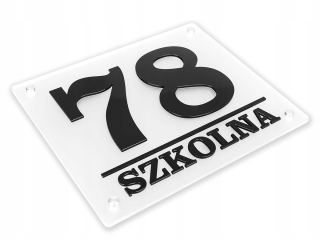 Číslo tabuľky pre dom 30x25 s vzdialenosťami 5 mm v plexiskine