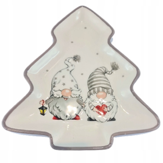 Tanier s vianočným stromčekom so šedým Santa Claus Saint Saint
