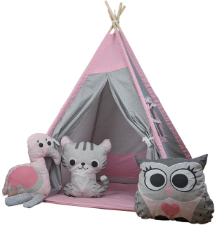 Stan pre deti - TIPI FLAMING TEEPEE STAN + 3 ZVIERATKÁ + STABILIZÁTOR PRE DIEŤAŤA