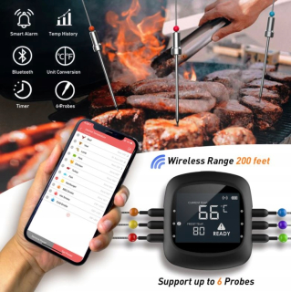 Teplomer na gril - Grilovací teplomer 2 Bluetooth sondy 0-300 ° C