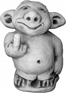 Troll so stredným prstom, záhradnou postavou