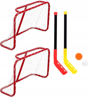 Hokejové,florbalové príslušenstvo pre deti - Unihoka Set Hockey nastavený na trávne brány Kij