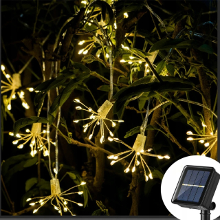 Svetelný stĺp do záhrady - Ohňostroj z púpavy Garland Light Starburst napájaný cez USB/batériu/solárne