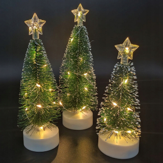 Vinter LED mini zelený vianočný stromček figurín 16 cm 3 ks
