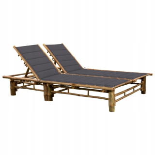 Záhradné lehátko - Vidaxl 2-osobný deckchair s vankúšmi, bambus