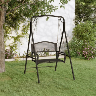 Záhradná lavica, lavička - Vidaxl Garden Swing, 124 cm, čierna, oceľ