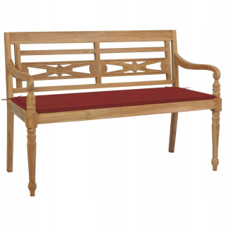 Záhradná lavica, lavička - Vidaxl Batavia Bench s červeným vankúšom, 120 cm,
