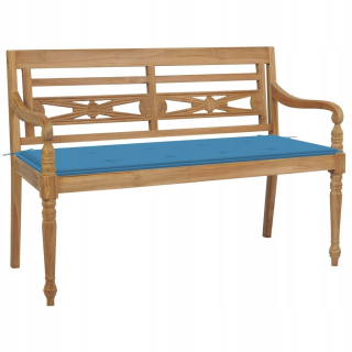 Záhradná lavica, lavička - Vidaxl Batavia Bench s modrým vankúšom, 120 cm,