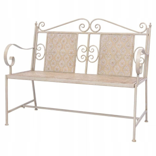 Záhradná lavica, lavička - Vidaxl Garden Bench, 115 cm, oceľ, vinta biela