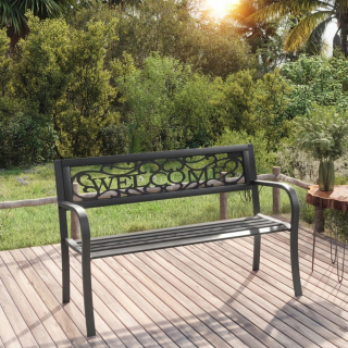 Záhradná lavica, lavička - Vidaxl Garden Bench, 125 cm, oceľ, čierna