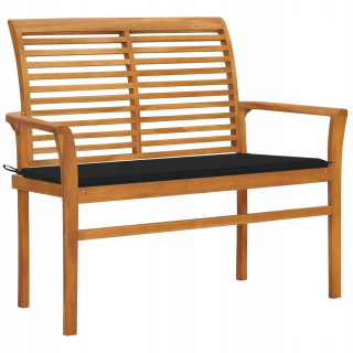Záhradná lavica, lavička - Vidaxl záhradná lavica s čiernym vankúšom, 112 cm, l