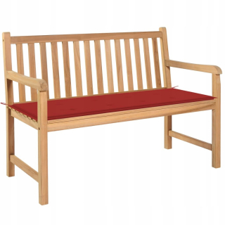 Záhradná lavica, lavička - Vidaxl záhradná lavica s červeným vankúšom, 120 cm,
