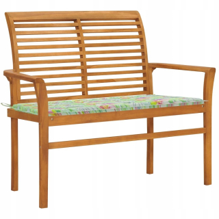 Záhradná lavica, lavička - Vidaxl záhradná lavica s vankúšom v liste, 112 cm,