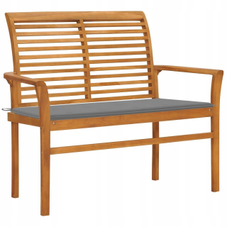 Záhradná lavica, lavička - Vidaxl Garden Lavic so sivým vankúšom, 112 cm, Li