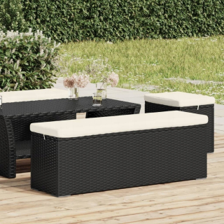 Záhradná lavica, lavička - Vidaxl Bench s vankúšom, čierna, 110x30x40 cm, pol