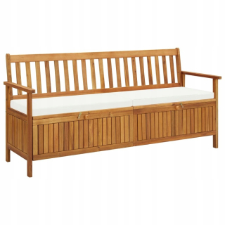 Záhradná lavica, lavička - Lavička Vidaxl s úložným priestorom a vankúšom, 170 cm, pevná látka