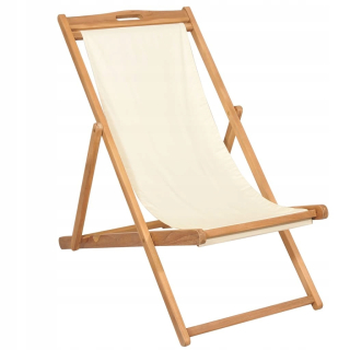 Záhradné lehátko - Vidaxl Deckchair, Teke Wood, 56 x 105 x 96 cm, krém