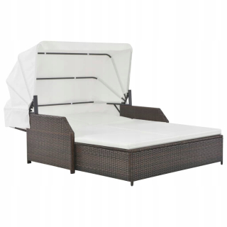 Záhradné lehátko - Vidaxl Double -Seater Sun Lone so strešnou strechou, Polystan,