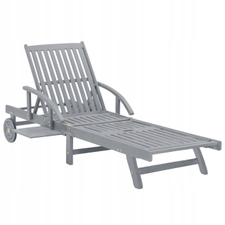 Záhradné lehátko - Vidaxl Garden Deckchair, šedá, pevná akácia drevo