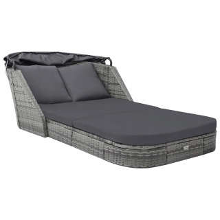 Záhradné lehátko - Vidaxl Garden Deckchair so strechou, polystan, Anttr