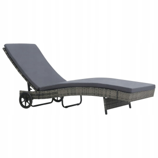Záhradné lehátko - Vidaxl Garden Deckchair s kolesami a vankúšom, Polyra