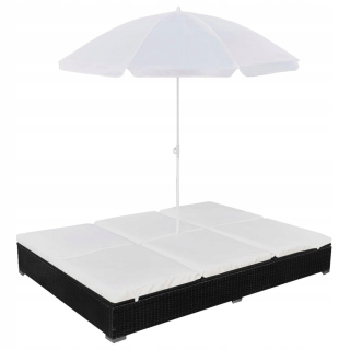Záhradné lehátko - Vidaxl Garden Deckchair s dáždnikom, políciou, CZA