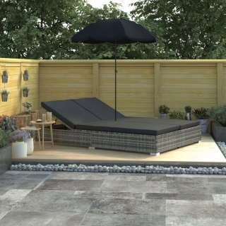 Záhradné lehátko - Vidaxl Garden Deckchair s dáždnikom, Polystan, SZA