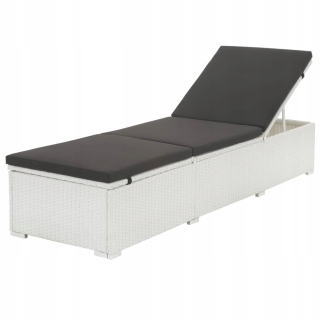 Záhradné lehátko - Vidaxl Garden Deckchair s vankúšom, polystan, biely