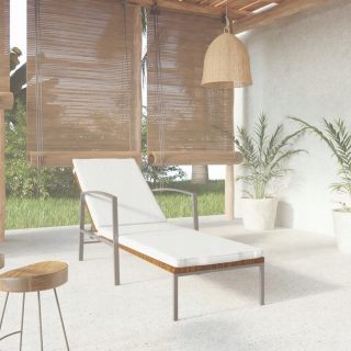 Záhradné lehátko - Vidaxl Garden Deckchair s vankúšom, polystan, bronz