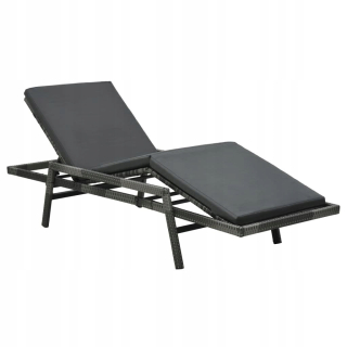 Záhradné lehátko - Vidaxl Deckchair, oceľ a textile textile, čierna