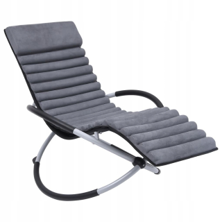 Záhradné lehátko - Vidaxl Garden Deckchair s vankúšom, oceľou, šedou farbou
