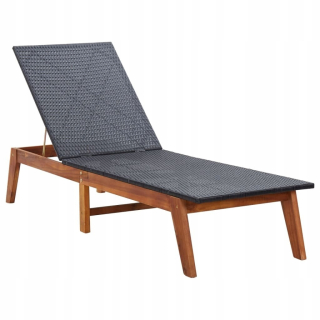 Záhradné lehátko - Vidaxl Deckchair, Polystan a Solid Acacia Wood