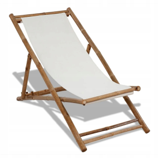 Záhradné lehátko - Vidaxl Terrace Deckchair, bambus a plátno