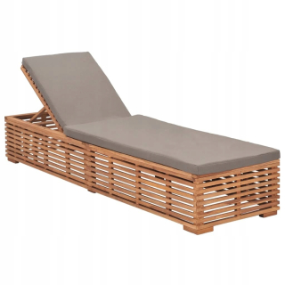 Záhradné lehátko - Vidaxl Deckchair s tmavo šedým vankúšom, masívne drevo T